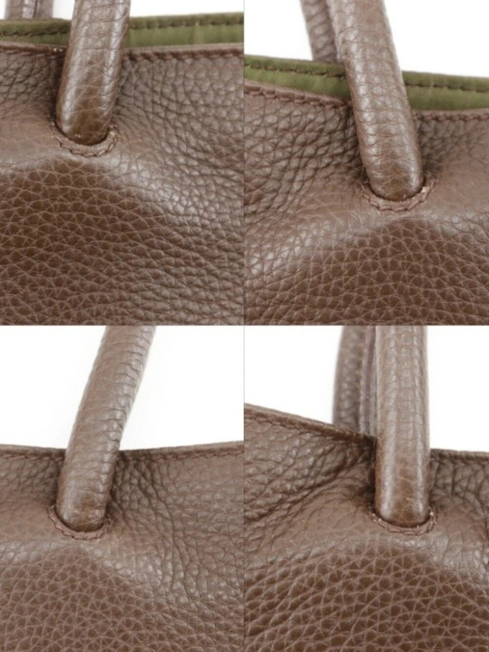 PRADA Logo embossing Handbag Tote Bag Brown Calfskin/Nylon unisex - Picture 9 of 12